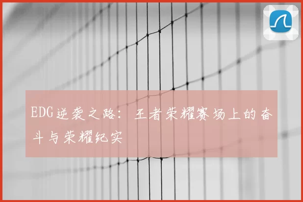 EDG逆袭之路：王者荣耀赛场上的奋斗与荣耀纪实